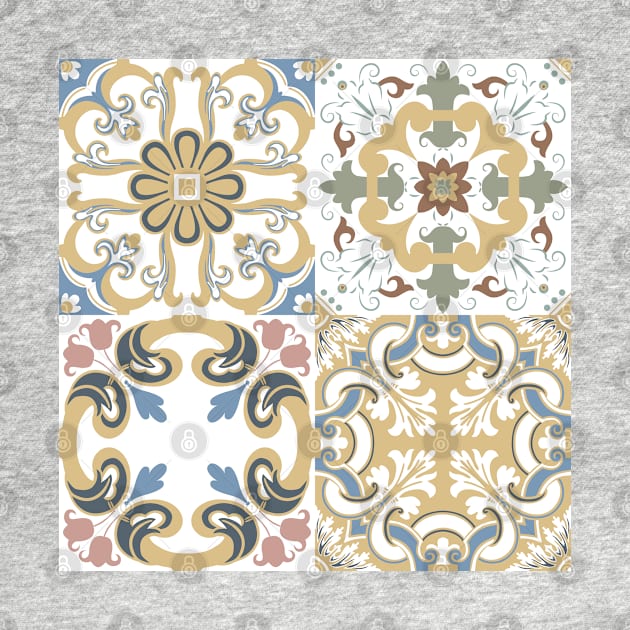 Vector set of Portuguese tiles patterns. Collection of colored patterns for design and fashion. by AnaMOMarques